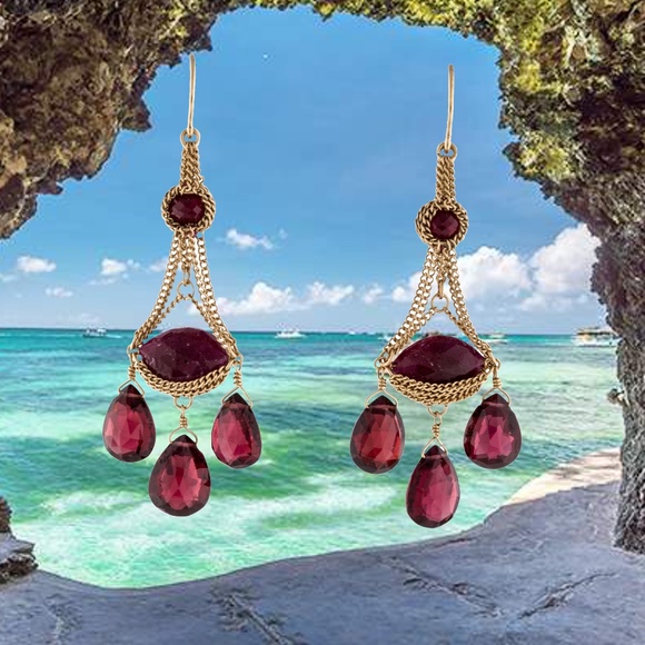 SOLD -Anthony Nak 18k Gold Ruby Earrings - Picture 3 of 5